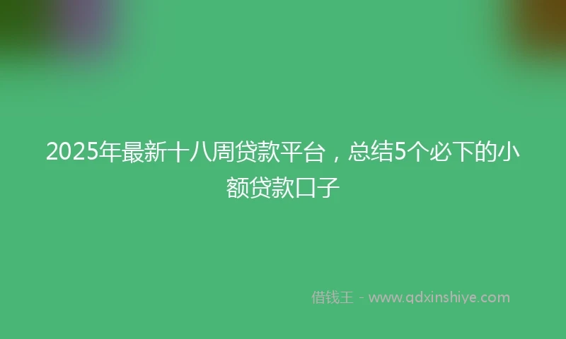 2025年最新十八周贷款平台，总结5个必下的小额贷款口子