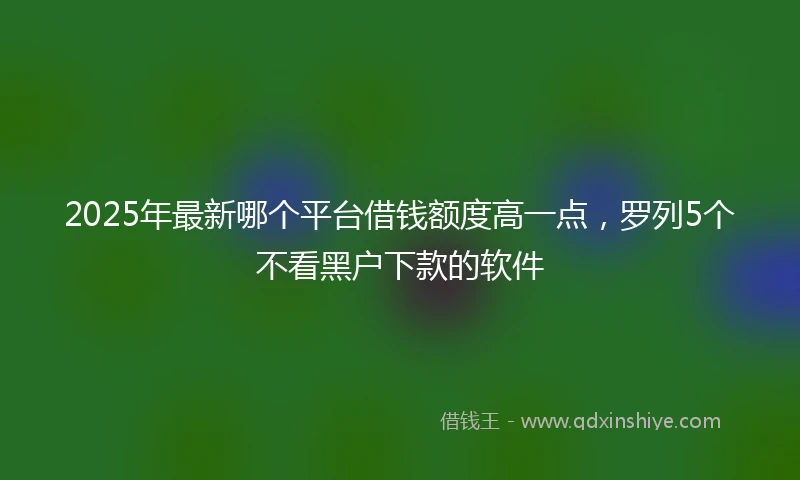 2025年最新哪个平台借钱额度高一点，罗列5个不看黑户下款的软件