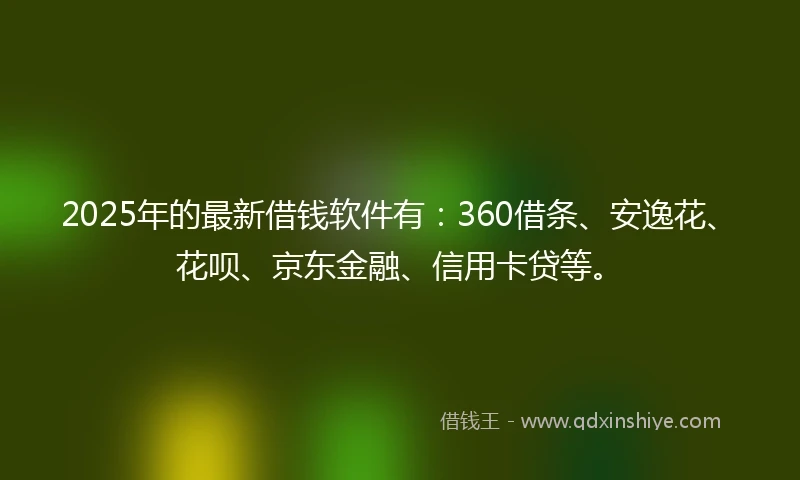 2025年的最新借钱软件有：360借条、安逸花、花呗、京东金融、信用卡贷等。