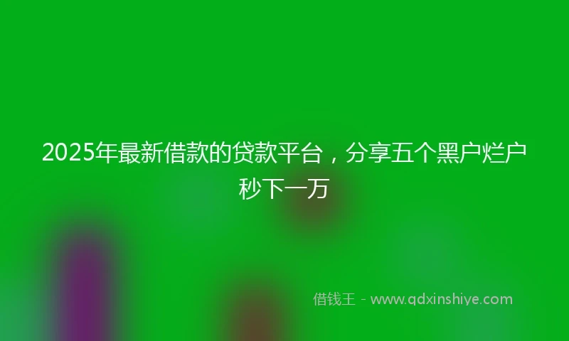 2025年最新借款的贷款平台，分享五个黑户烂户秒下一万