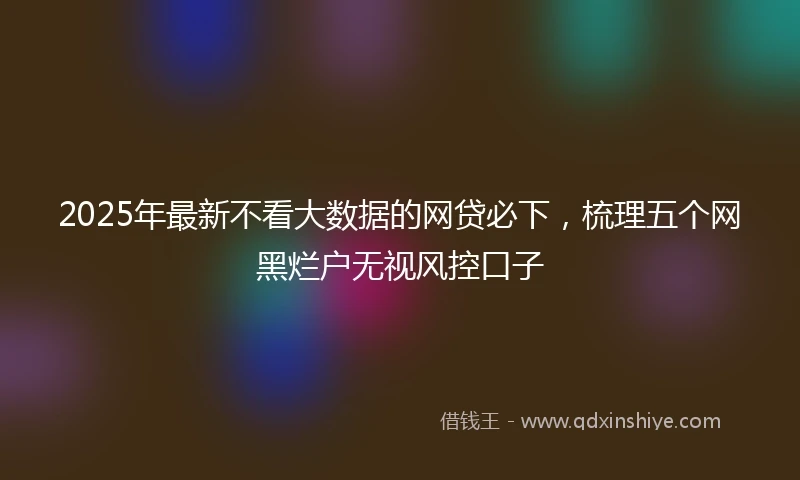 2025年最新不看大数据的网贷必下，梳理五个网黑烂户无视风控口子