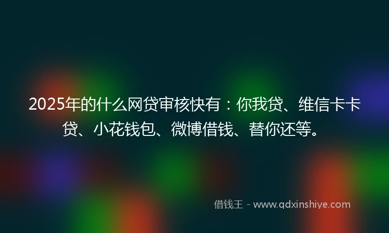 2025年的什么网贷审核快有：你我贷、维信卡卡贷、小花钱包、微博借钱、替你还等。