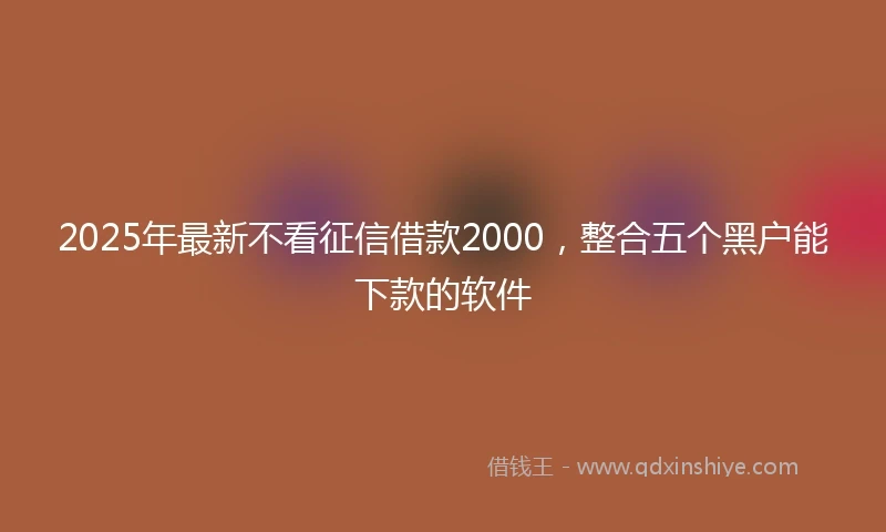2025年最新不看征信借款2000，整合五个黑户能下款的软件