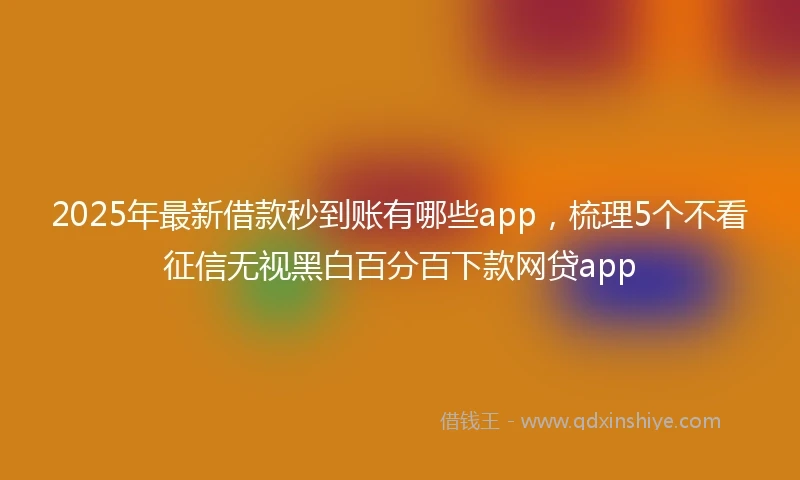 2025年最新借款秒到账有哪些app，梳理5个不看征信无视黑白百分百下款网贷app