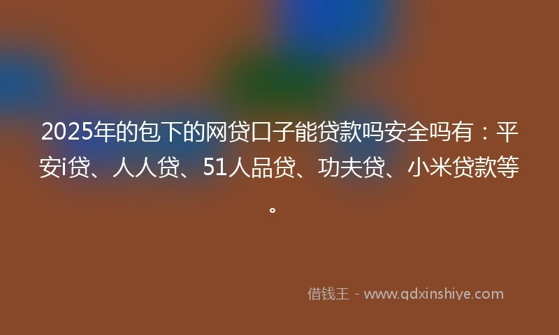 2025年的包下的网贷口子能贷款吗安全吗有：平安i贷、人人贷、51人品贷、功夫贷、小米贷款等。