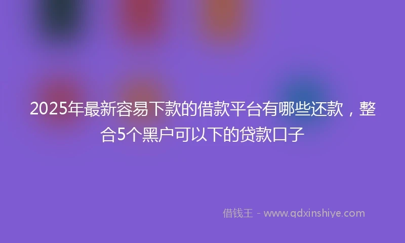 2025年最新容易下款的借款平台有哪些还款，整合5个黑户可以下的贷款口子