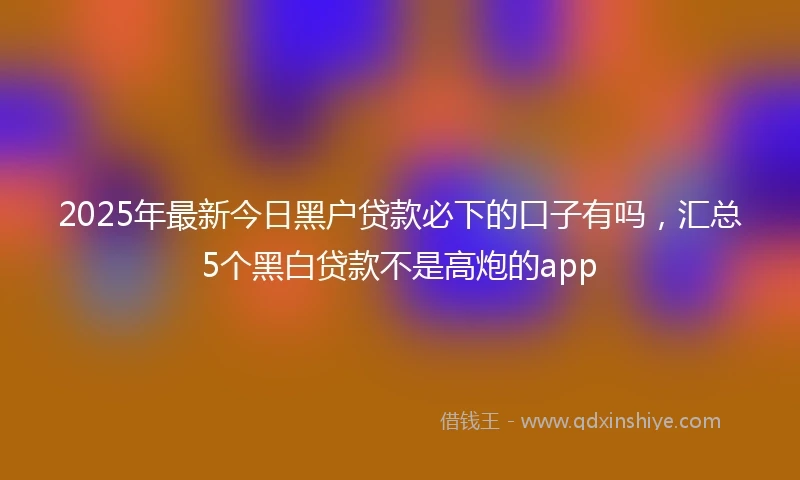 2025年最新今日黑户贷款必下的口子有吗，汇总5个黑白贷款不是高炮的app