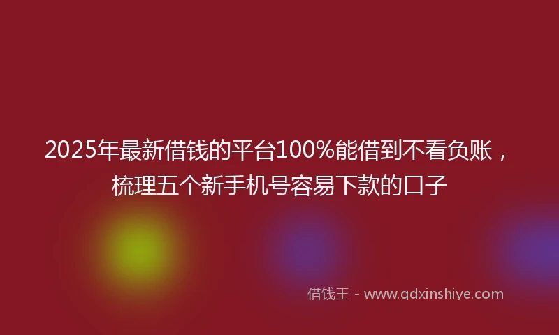2025年最新借钱的平台100%能借到不看负账，梳理五个新手机号容易下款的口子