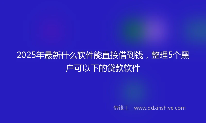 2025年最新什么软件能直接借到钱，整理5个黑户可以下的贷款软件