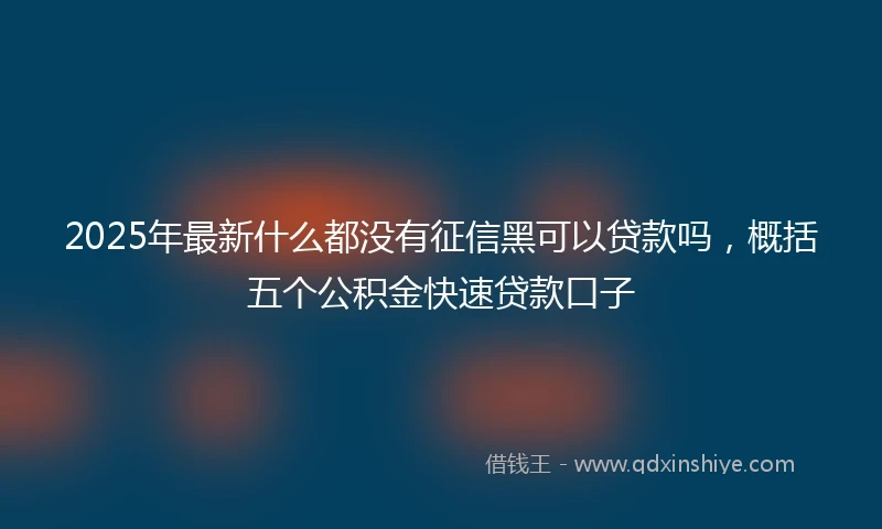 2025年最新什么都没有征信黑可以贷款吗，概括五个公积金快速贷款口子