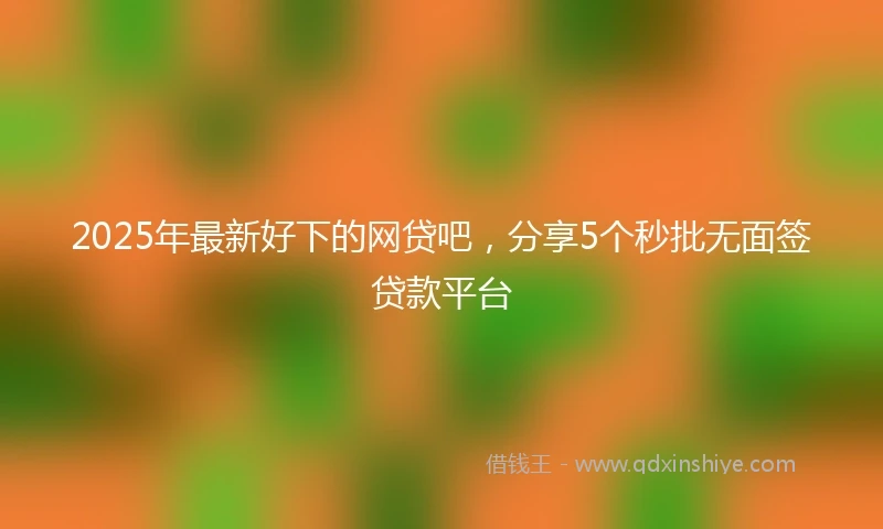 2025年最新好下的网贷吧，分享5个秒批无面签贷款平台