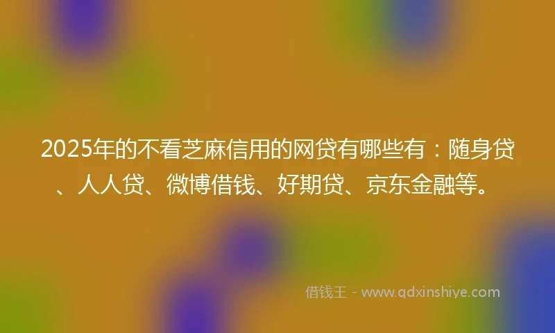2025年的不看芝麻信用的网贷有哪些有：随身贷、人人贷、微博借钱、好期贷、京东金融等。
