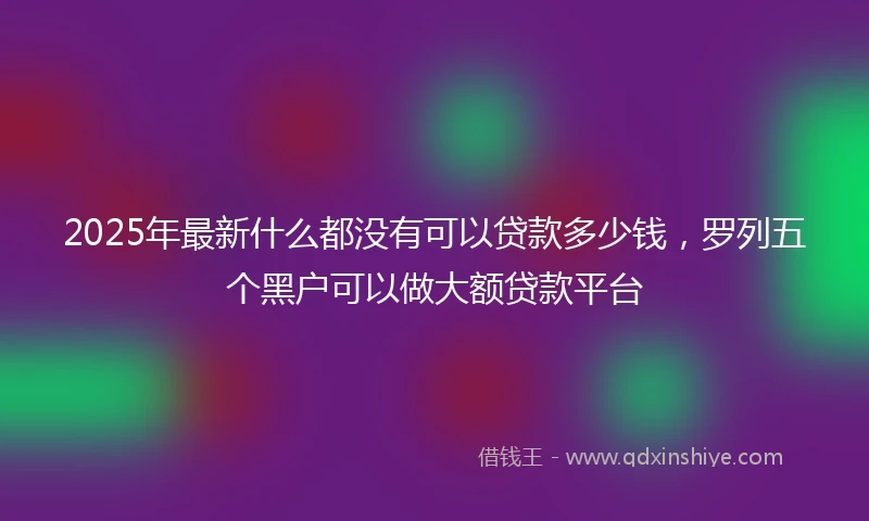 2025年最新什么都没有可以贷款多少钱，罗列五个黑户可以做大额贷款平台
