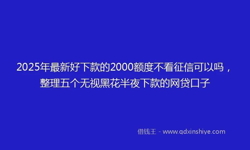 2025年最新好下款的2000额度不看征信可以吗，整理五个无视黑花半夜下款的网贷口子