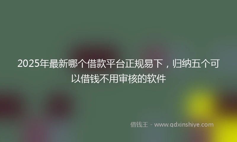 2025年最新哪个借款平台正规易下，归纳五个可以借钱不用审核的软件