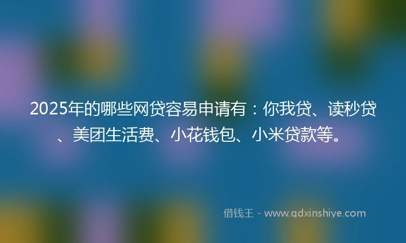 2025年的哪些网贷容易申请有：你我贷、读秒贷、美团生活费、小花钱包、小米贷款等。