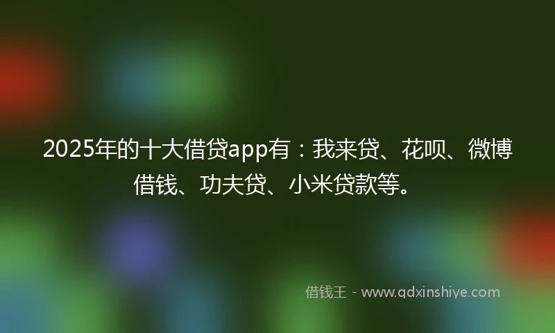 2025年的十大借贷app有：我来贷、花呗、微博借钱、功夫贷、小米贷款等。