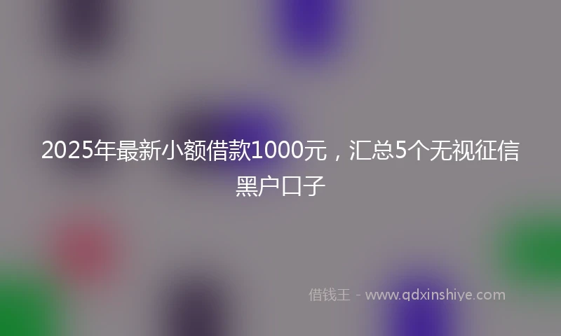2025年最新小额借款1000元，汇总5个无视征信黑户口子
