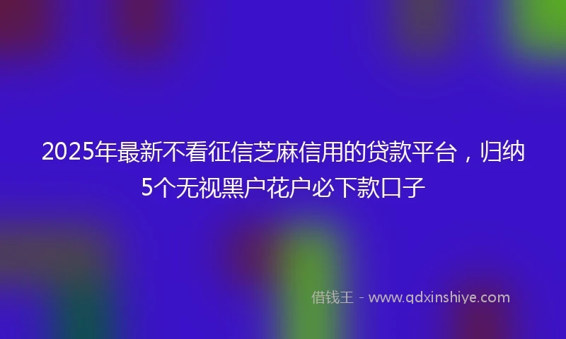 2025年最新不看征信芝麻信用的贷款平台，归纳5个无视黑户花户必下款口子