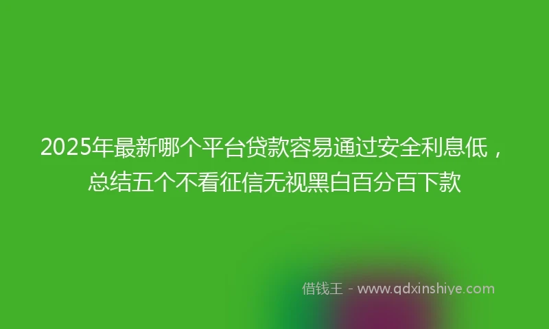 2025年最新哪个平台贷款容易通过安全利息低，总结五个不看征信无视黑白百分百下款