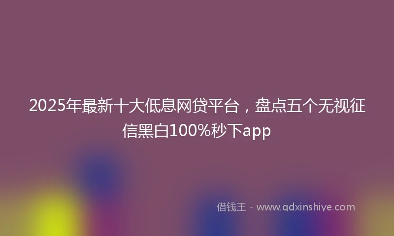 2025年最新十大低息网贷平台，盘点五个无视征信黑白100%秒下app