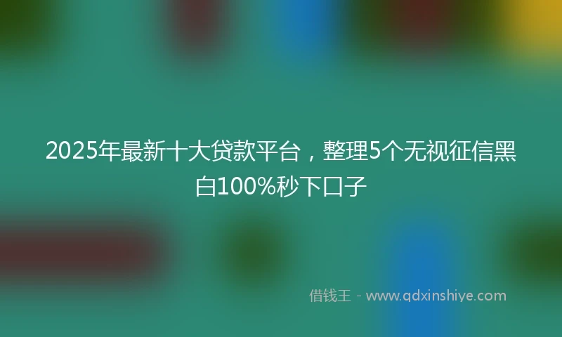 2025年最新十大贷款平台，整理5个无视征信黑白100%秒下口子