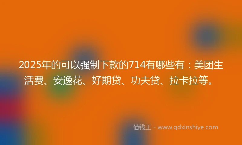 2025年的可以强制下款的714有哪些有：美团生活费、安逸花、好期贷、功夫贷、拉卡拉等。