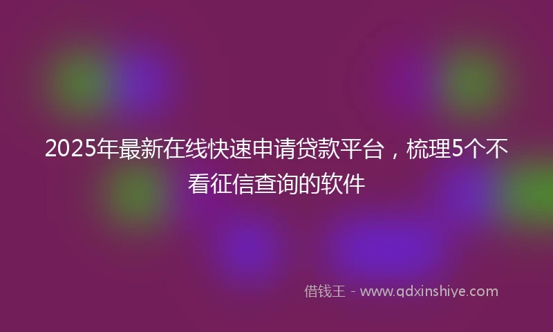 2025年最新在线快速申请贷款平台，梳理5个不看征信查询的软件