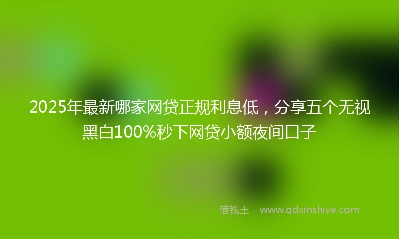2025年最新哪家网贷正规利息低，分享五个无视黑白100%秒下网贷小额夜间口子