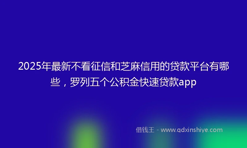 2025年最新不看征信和芝麻信用的贷款平台有哪些，罗列五个公积金快速贷款app