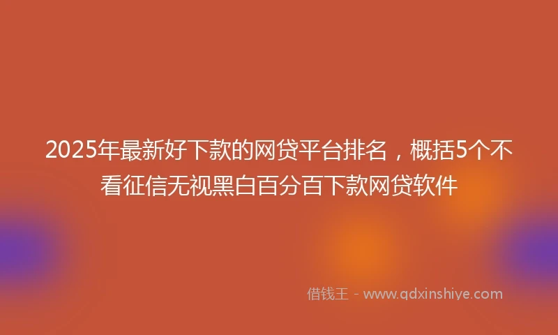 2025年最新好下款的网贷平台排名，概括5个不看征信无视黑白百分百下款网贷软件