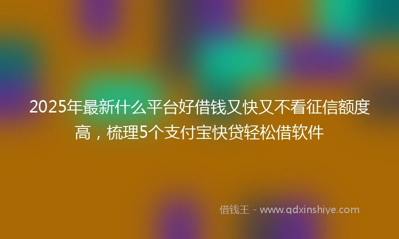 2025年最新什么平台好借钱又快又不看征信额度高，梳理5个支付宝快贷轻松借软件