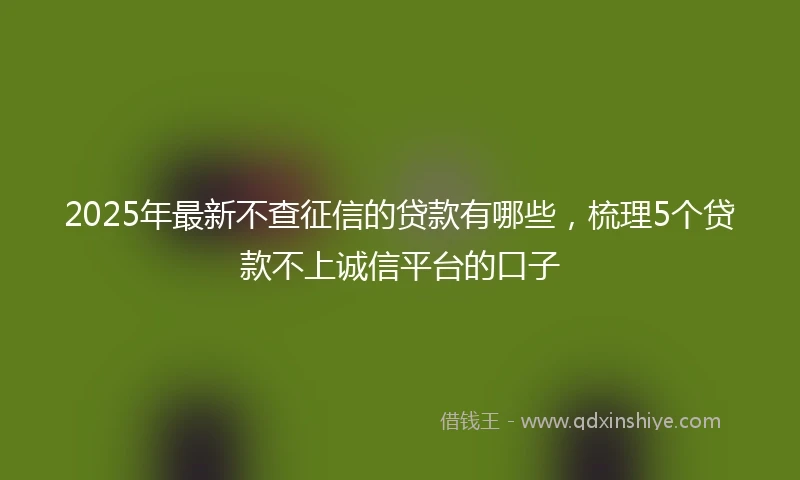 2025年最新不查征信的贷款有哪些，梳理5个贷款不上诚信平台的口子