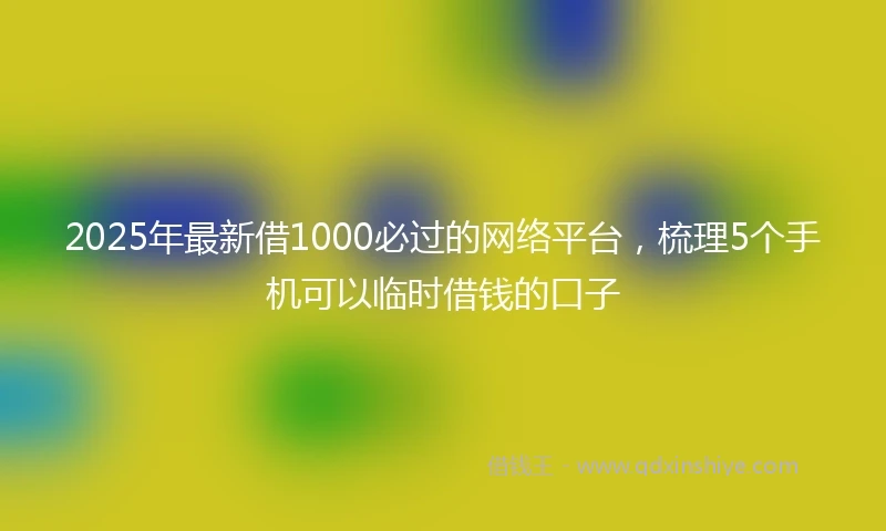 2025年最新借1000必过的网络平台，梳理5个手机可以临时借钱的口子