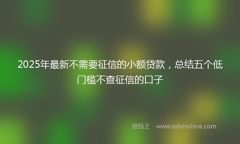 2025年最新不需要征信的小额贷款，总结五个低门槛不查征信的口子