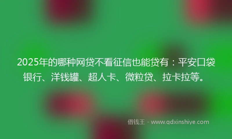 2025年的哪种网贷不看征信也能贷有：平安口袋银行、洋钱罐、超人卡、微粒贷、拉卡拉等。
