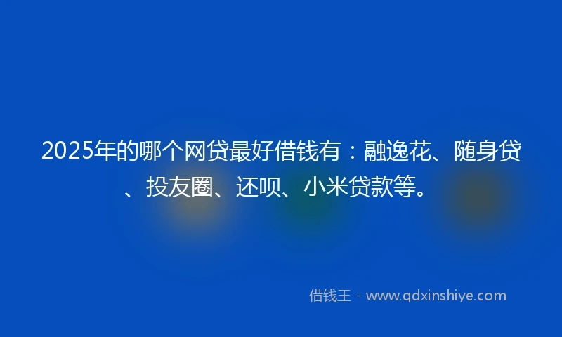2025年的哪个网贷最好借钱有：融逸花、随身贷、投友圈、还呗、小米贷款等。