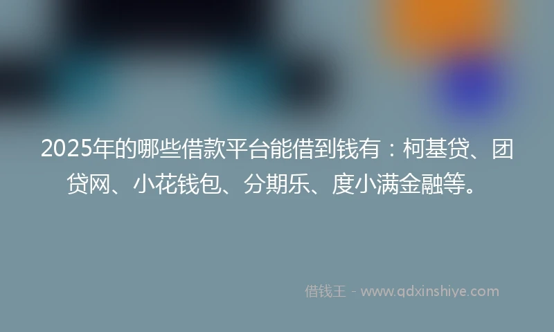 2025年的哪些借款平台能借到钱有：柯基贷、团贷网、小花钱包、分期乐、度小满金融等。