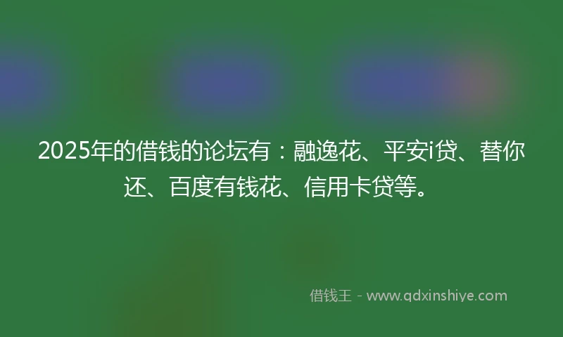 2025年的借钱的论坛有：融逸花、平安i贷、替你还、百度有钱花、信用卡贷等。