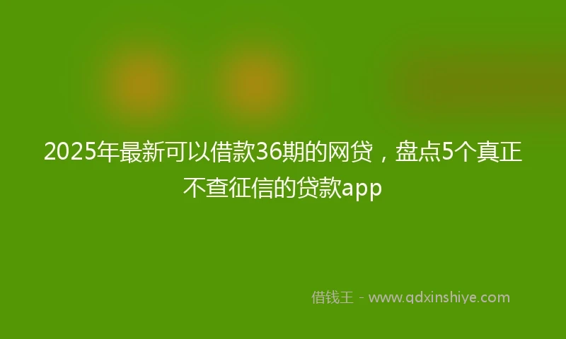 2025年最新可以借款36期的网贷，盘点5个真正不查征信的贷款app