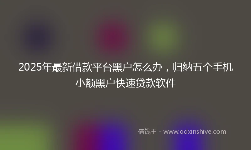 2025年最新借款平台黑户怎么办，归纳五个手机小额黑户快速贷款软件