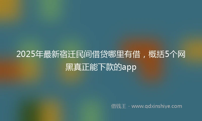 2025年最新宿迁民间借贷哪里有借，概括5个网黑真正能下款的app