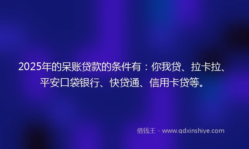 2025年的呆账贷款的条件有：你我贷、拉卡拉、平安口袋银行、快贷通、信用卡贷等。