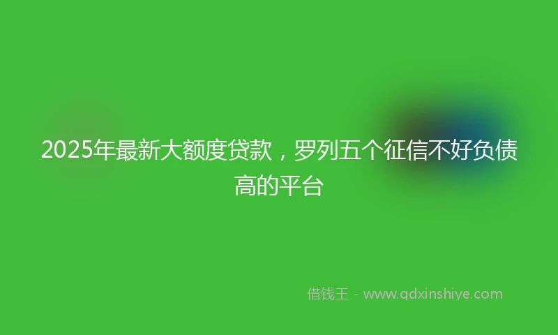 2025年最新大额度贷款，罗列五个征信不好负债高的平台