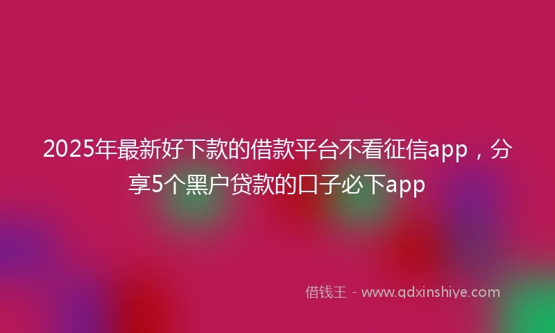 2025年最新好下款的借款平台不看征信app，分享5个黑户贷款的口子必下app