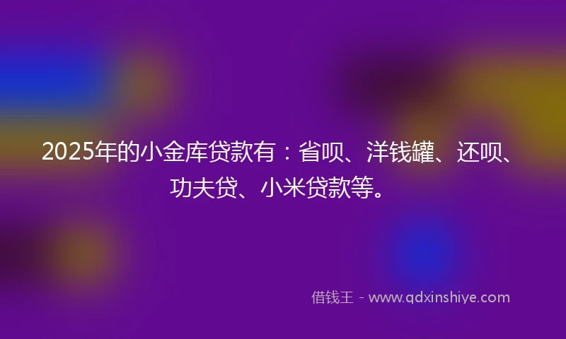 2025年的小金库贷款有：省呗、洋钱罐、还呗、功夫贷、小米贷款等。
