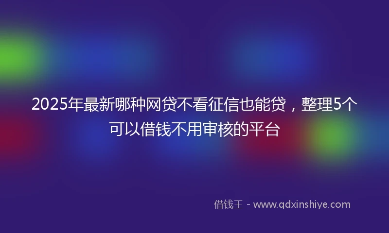 2025年最新哪种网贷不看征信也能贷，整理5个可以借钱不用审核的平台