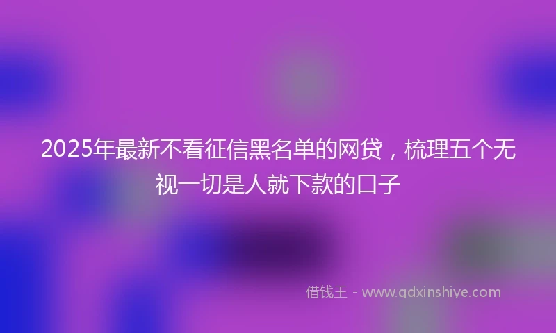 2025年最新不看征信黑名单的网贷，梳理五个无视一切是人就下款的口子
