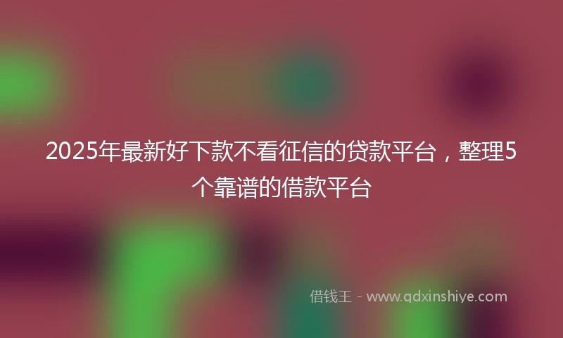 2025年最新好下款不看征信的贷款平台,整理5个靠谱的借款平台