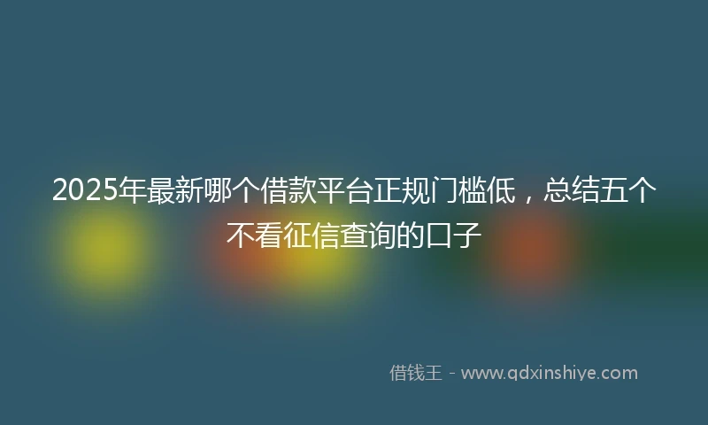 2025年最新哪个借款平台正规门槛低，总结五个不看征信查询的口子